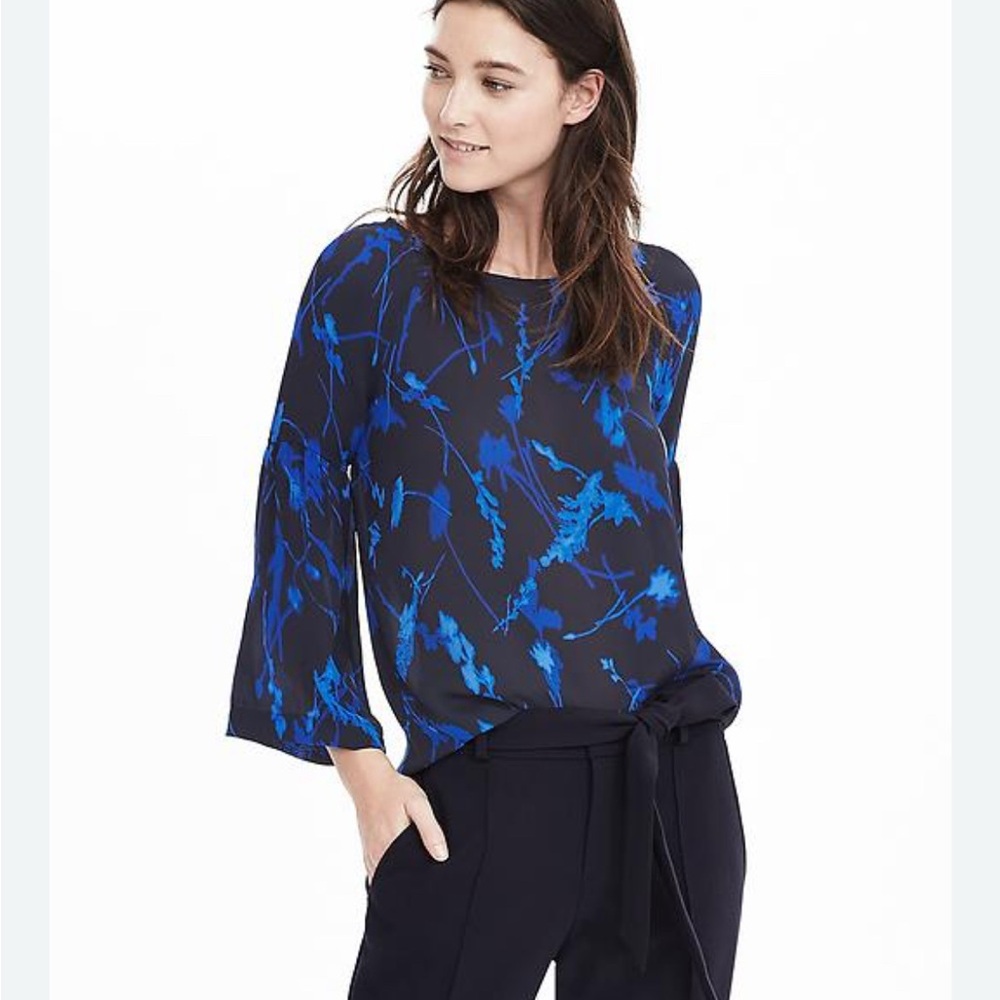 Banana Republic Blue Boxy Bell Sleeve Blouse